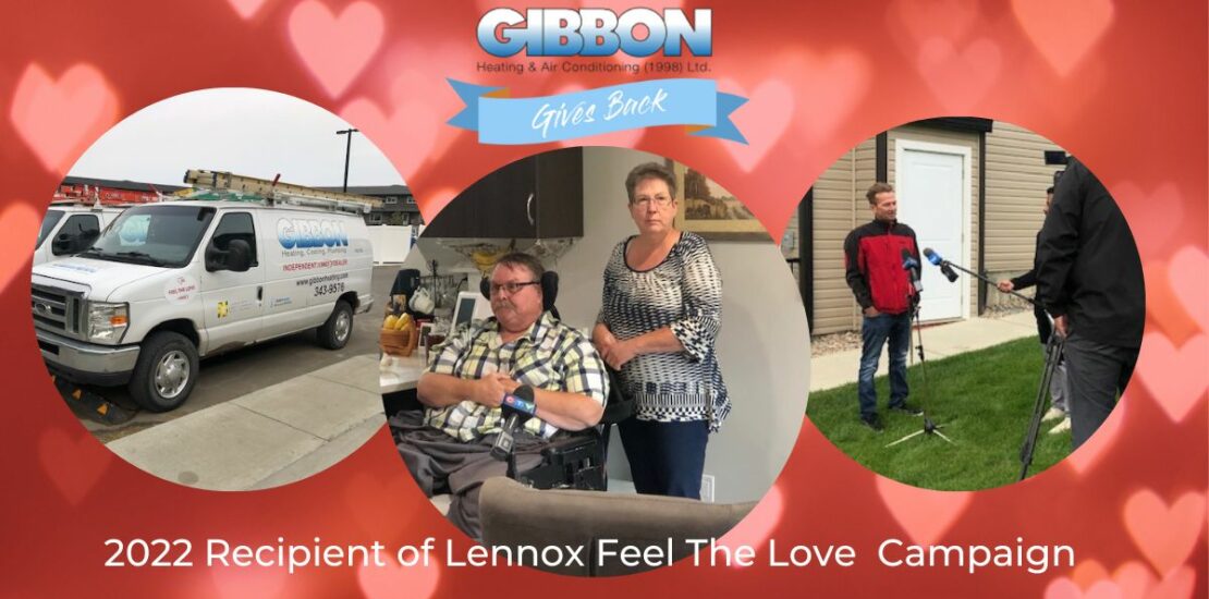 Gibbon Gives Back: 2022 Recipient of Lennox Feel the Love in Saskatoon. Picture of Couple who won.