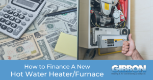 How to finance a new hot water/furnace, picture of money, thumbs up in front of furnace