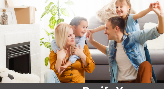 happy family in home celebrating that their home has clean air thanks to Gibbon Heating and Air Conditioning